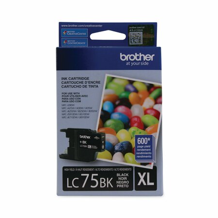 Brother Ink Cartridge, High Yield, Black, Max. Page Yield: 600 LC75BK